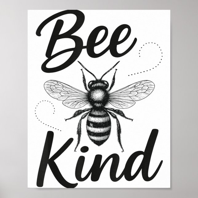 Bee Kind Sitive Quote Cute Funny Design For Kids  Poster (Framsidan)