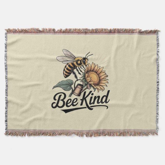 Bee Kind Throw Blanket Filt (Framsidan)