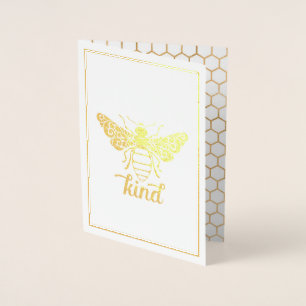 Bee Kind Var vänlig Guld Foil Ornate Bee Folierat Kort
