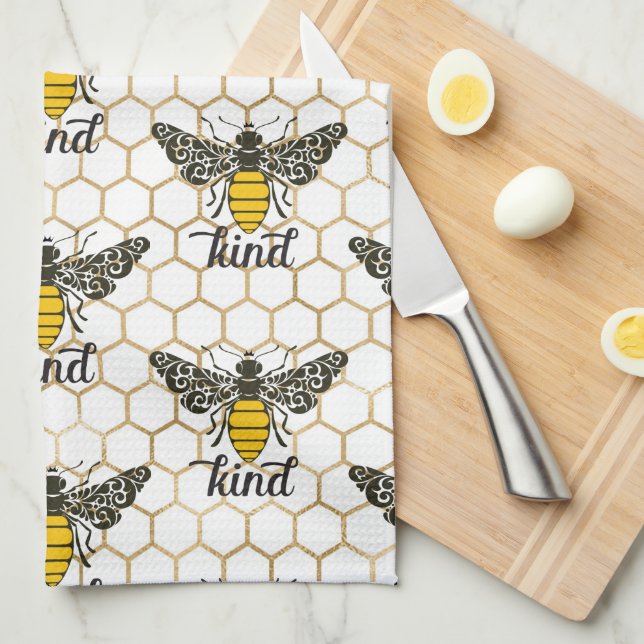 Bee Kind | Vara | Ornate Bee Kitchen Towel Kökshandduk (Vikt i Fjärdedel)