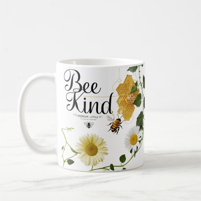 Bee Kind Vintage Botanical Illustration Classic  Kaffemugg (Vänster)