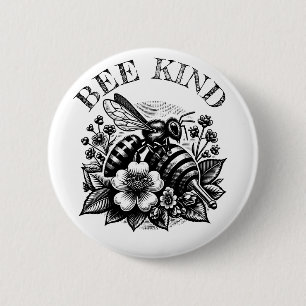 Bee Kind "Vintage Honung and Flowers Quote Knapp