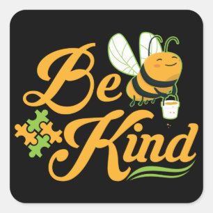 Bee Kine Autism Awareness Autism Superhjälte Fyrkantigt Klistermärke