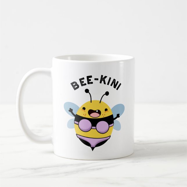 Bee-kini Funny Bee Puns Kaffemugg (Vänster)