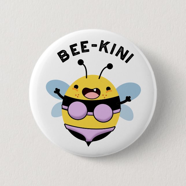 Bee-kini Funny Bee Puns Knapp (Framsida)