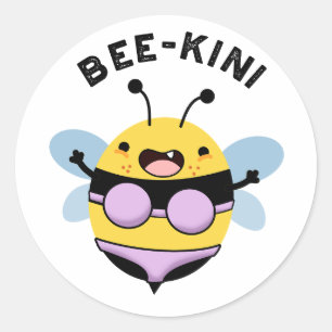Bee-kini Funny Bee Puns Runt Klistermärke