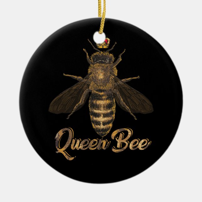 Bee Krona biodling Honung Älskare Bee Keeper Julgransprydnad Keramik (Framsidan)