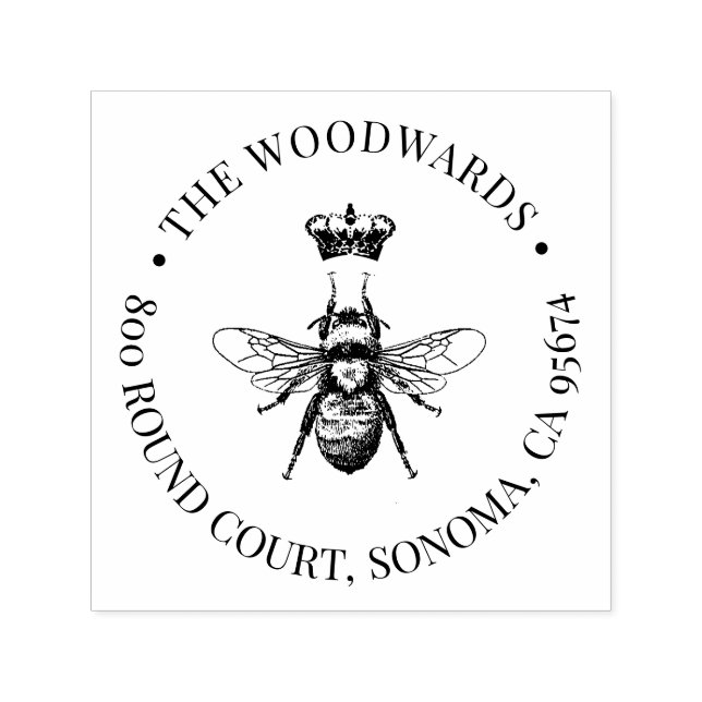 Bee Krona Family Namn Returadress Självfärgande Stämpel (Design)