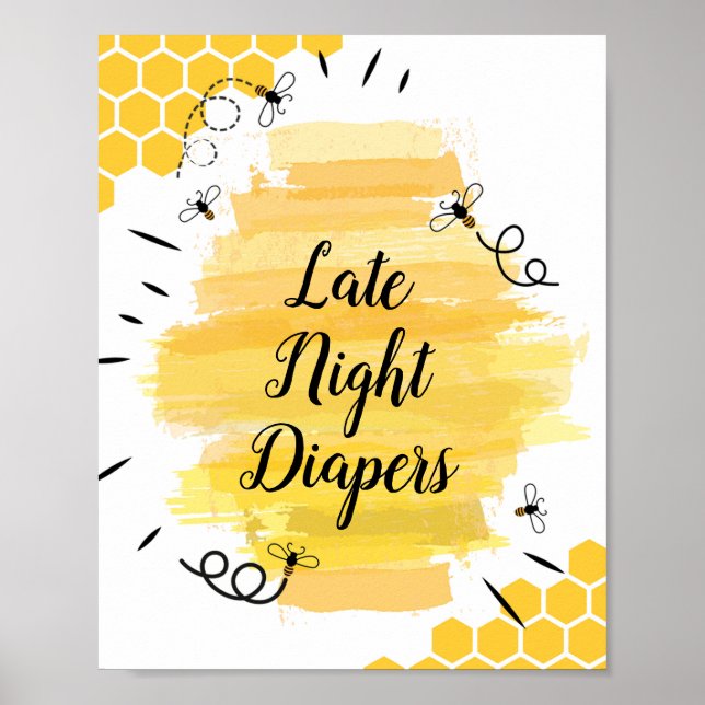 Bee Late Night Diaper Sign Poster (Framsidan)