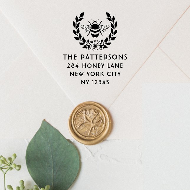 Bee Laurel Wandan Personlig Namn Returadress Självfärgande Stämpel (Skapare uppladdad)