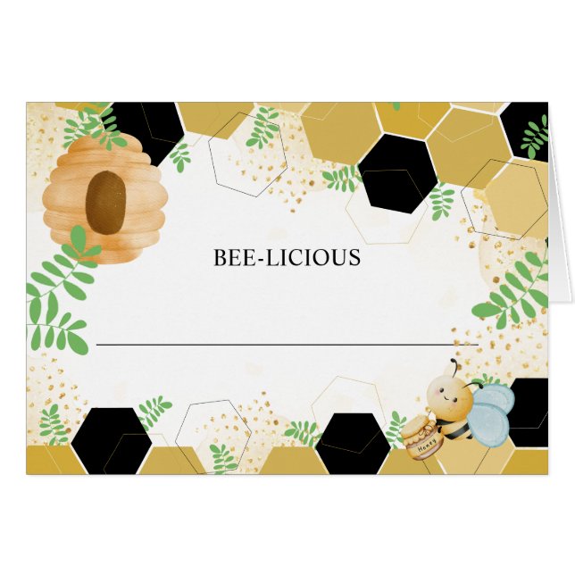 BEE-licious Blank Food Tent Card Hälsningskort (Framsidan Horizontal)