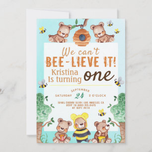 Bee-lieve det honungsbjörn födelsedagen inbjudningar