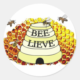 Bee-Lieve Honungsbin Sticker Runt Klistermärke