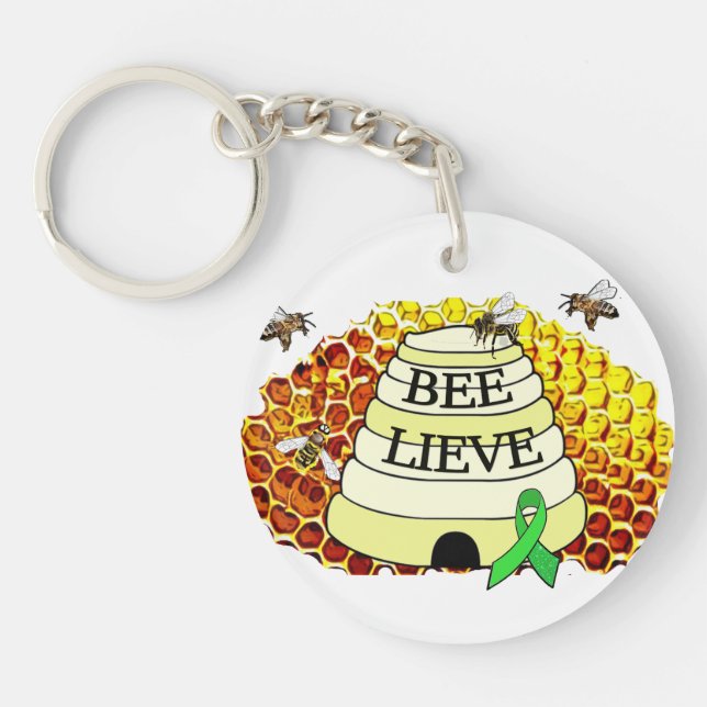 Bee-Lieve Lymesjukdom Medvetenhet Nyckelring (Framsidan)