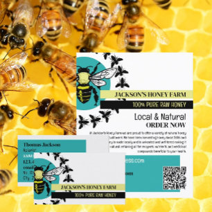 Bee Logotyp - Beeyard, honungsfarmsreklam Reklamblad