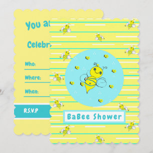 Bee Lycklig Baby Shower Inbjudningar