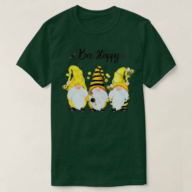 Bee Lycklig Bee Gnome Vår T Shirt (Design framsida)