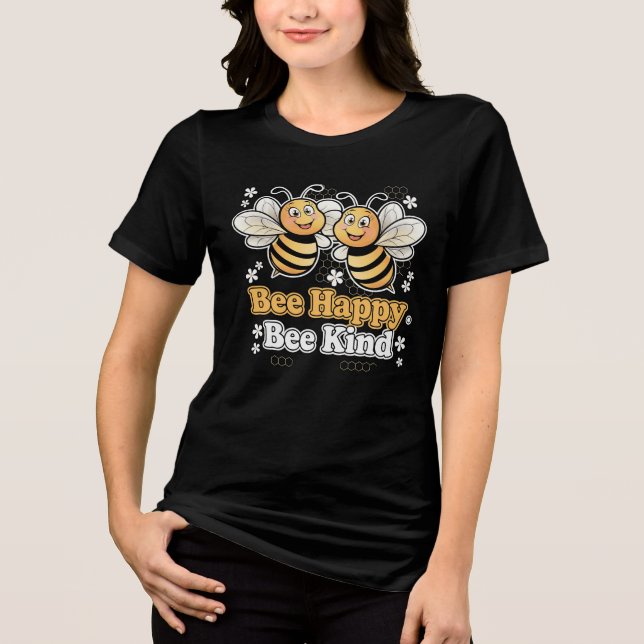 Bee Lycklig Bee Kind Cute Design T Shirt (Framsida)