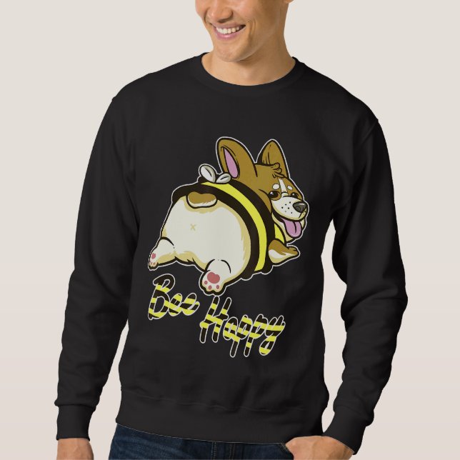 Bee Lycklig Corgi med bidräkt Lång Ärmad Tröja (Framsida)