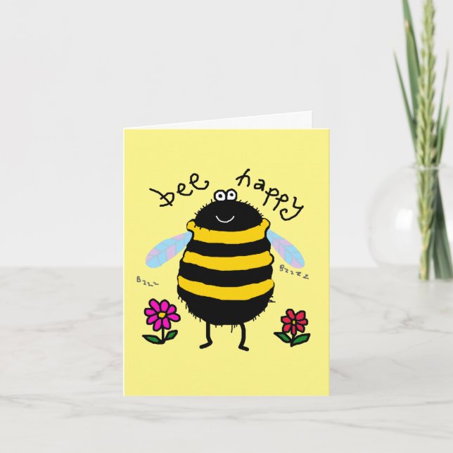 Bee Lycklig Cute Personlig Card Kort (Framsida)