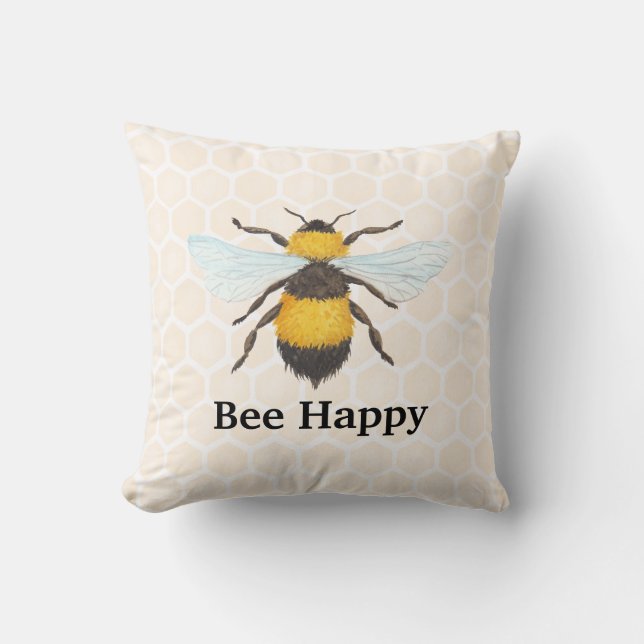 Bee Lycklig Dekorativ kudde (Framsida)