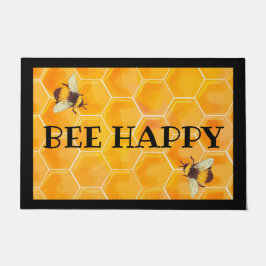 Bee Lycklig Door Mat med Honeycomb