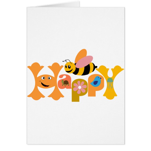 Bee Lycklig Hälsningskort (Framsidan)