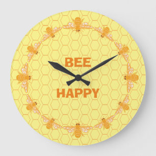 Bee Lycklig honeycomb Stor Klocka