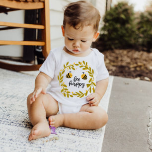 Bee Lycklig Honungsbin Gult Stars Baby Bodykosty T Shirt