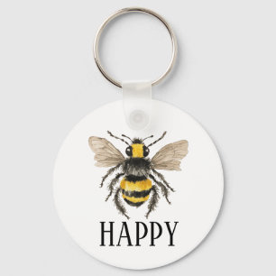 Bee Lycklig Honungsbin Nyckelkedja Nyckelring
