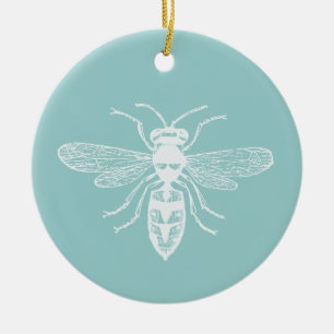 Bee Lycklig Julgransprydnad Keramik