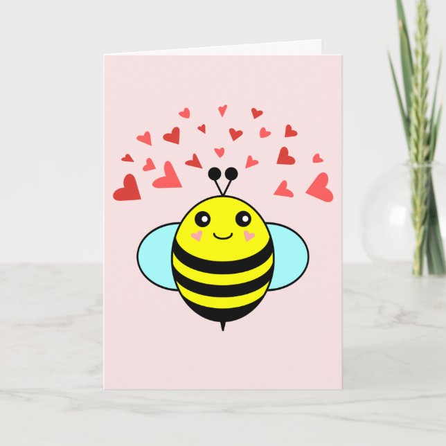 Bee Lycklig Kärlek Heart Helgkort (Framsida)