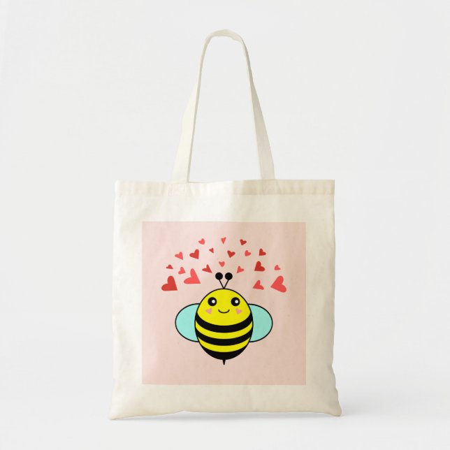 Bee Lycklig Kärlek Heart Tygkasse (Framsidan)