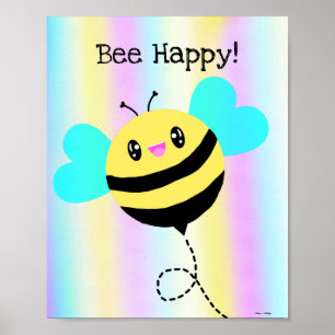 Bee Lycklig! Kawaii Poster