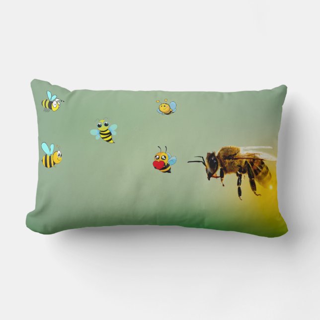 Bee Lycklig Lumbarkudde (Framsida)