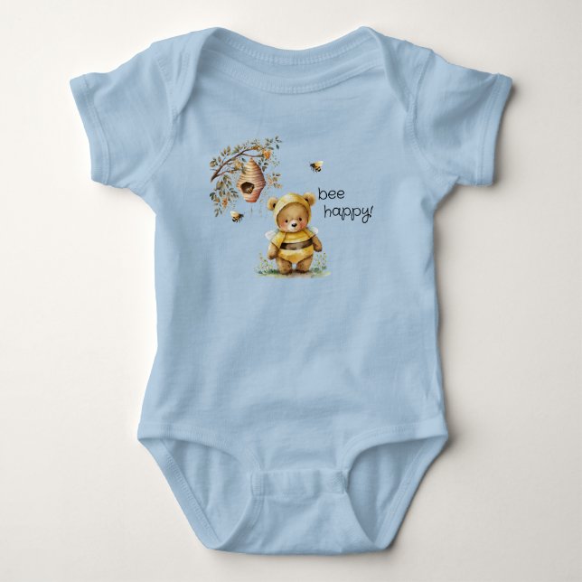 Bee Lycklig! NALLE i HUMLA T Shirt (Framsida)