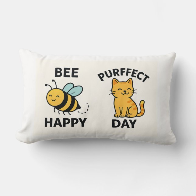 Bee Lycklig och purrefect-dagen Lumbarkudde (Framsida)
