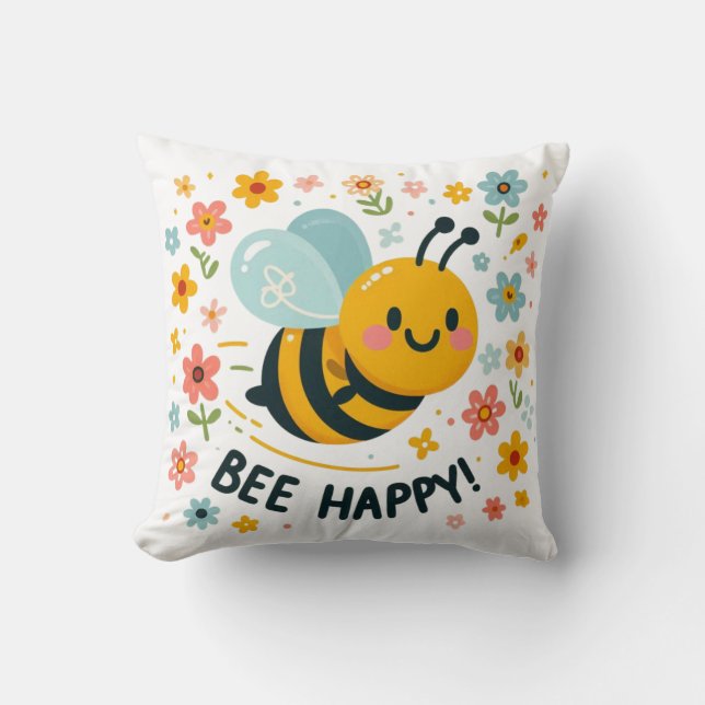Bee Lycklig Pillow Kudde (Framsida)