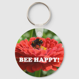 Bee Lycklig Red Flower Nyckelring