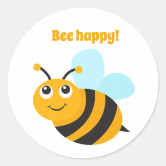 Bee lycklig runt klistermärke