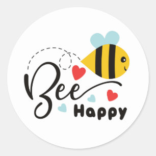 Bee Lycklig Runt Klistermärke