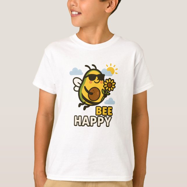Bee Lycklig Shirt Cute Avocado Pun Funny Summer Te T (Framsida)