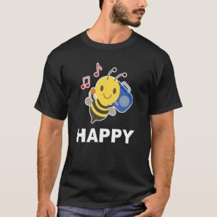 Bee Lycklig Smile Ansikte Cute Lycklig Peace Smild T Shirt