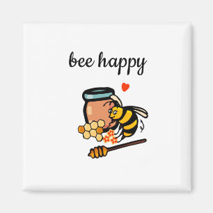 Bee lycklig söt gult och blå ord art magnet