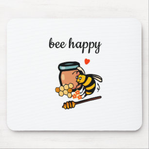 Bee lycklig söt gult och blå ord art musmatta