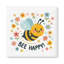 Bee Lycklig Square Magnet
