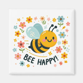 Bee Lycklig Square Magnet