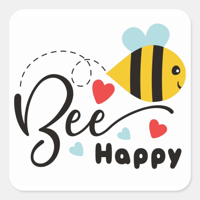 Bee Lycklig Sticker Fyrkantigt Klistermärke (Framsida)
