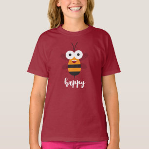 Bee Lycklig Tecknad Honung Bee Funny Cute Girl T Shirt