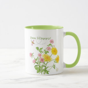 Bee Lycklig Wildblomma Mugg